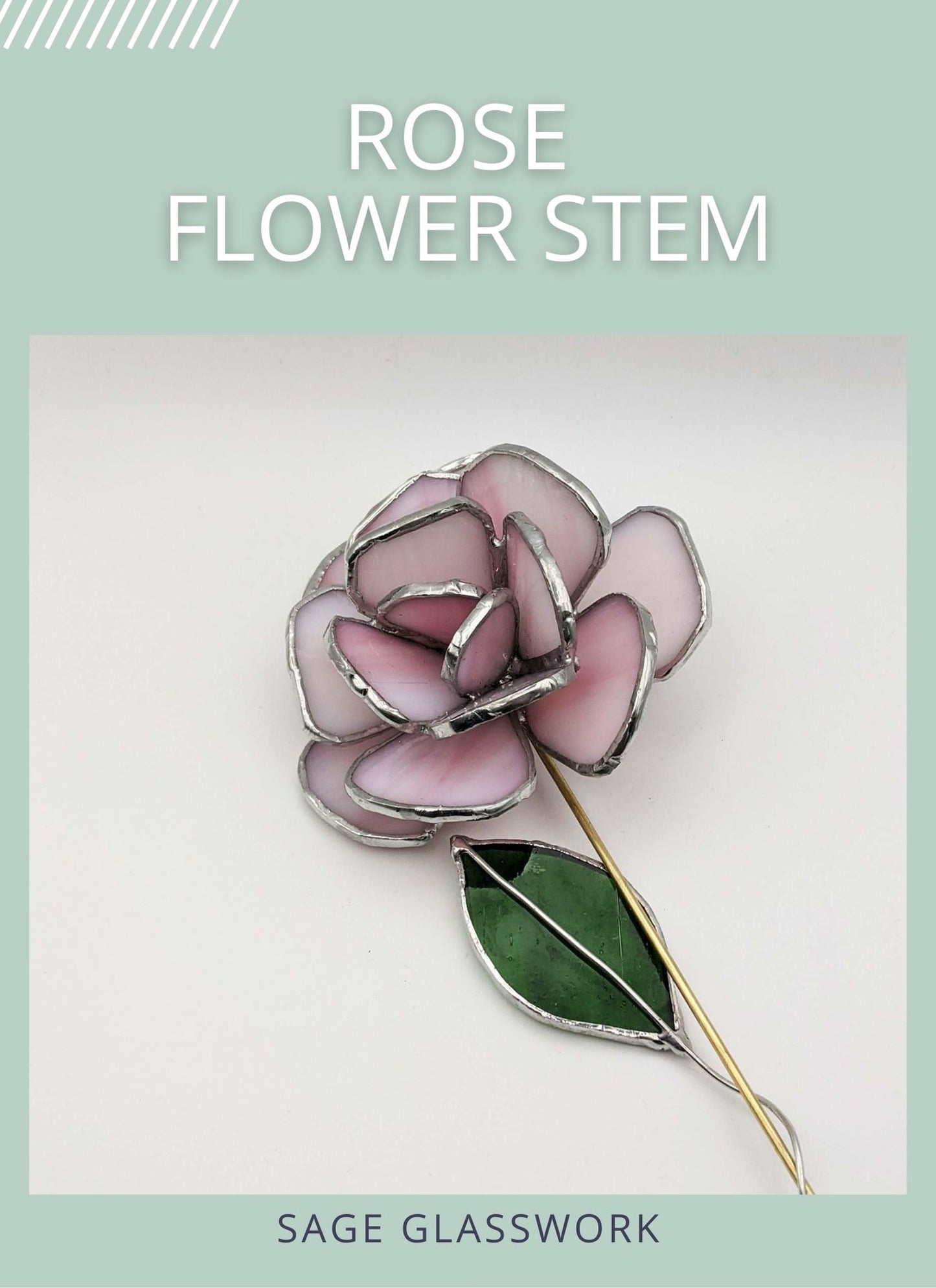 3D Rose Flower Stem TUTORIAL stained glass pattern
