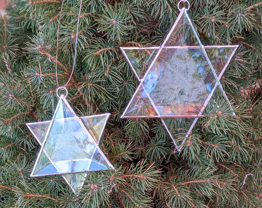 Stained Glass Star of David, Frosted beveled glass
