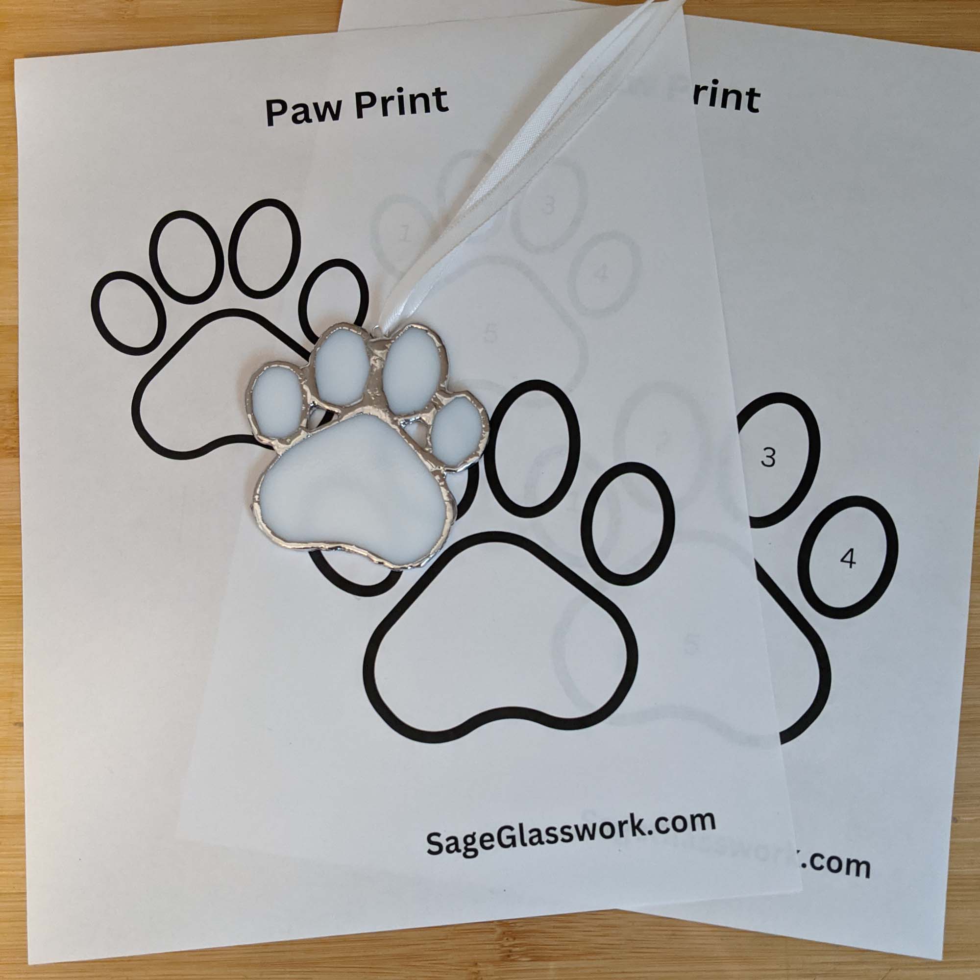 paw-print-stained-glass-pattern-sage-glasswork for Paw Print Stencil Printable Free Paw Print Stained Glass PATTERN – Sage Glasswork for Paw Print Stencil Printable Free