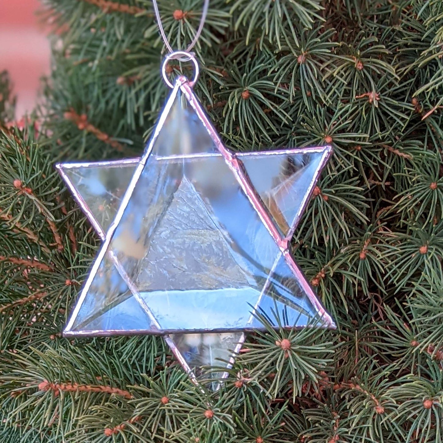 Stained Glass Star of David, Frosted beveled glass