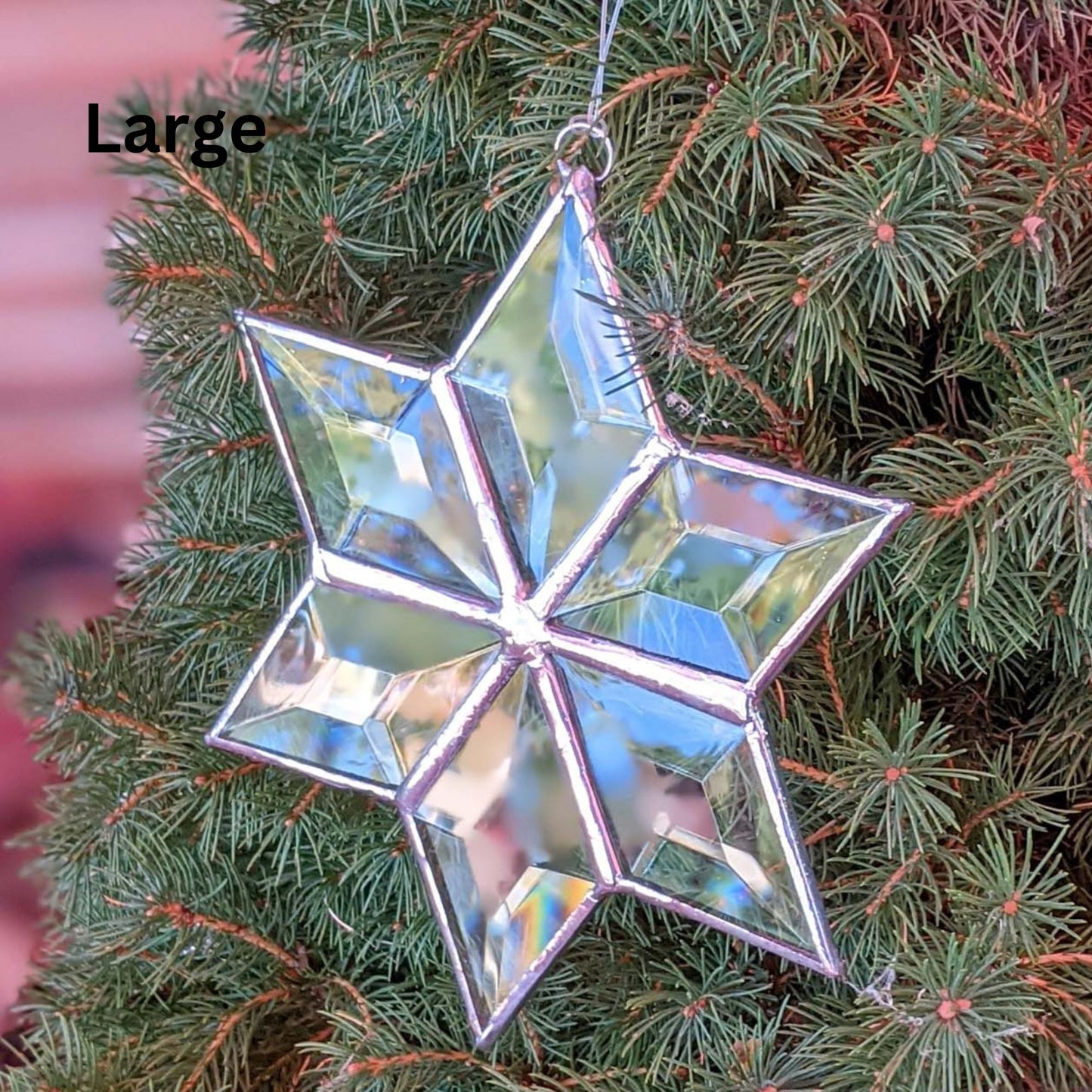 Stained Glass Star, 6 pointed bevel snowflake