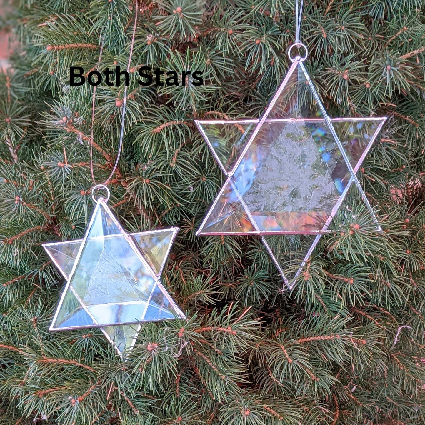 Stained Glass Star of David, Frosted beveled glass