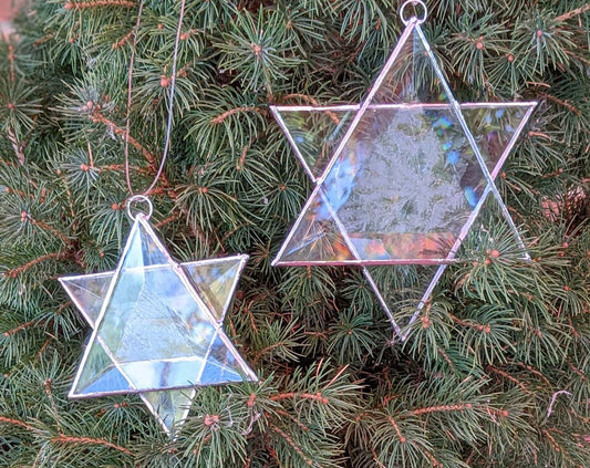 Stained Glass Star of David, Frosted beveled glass