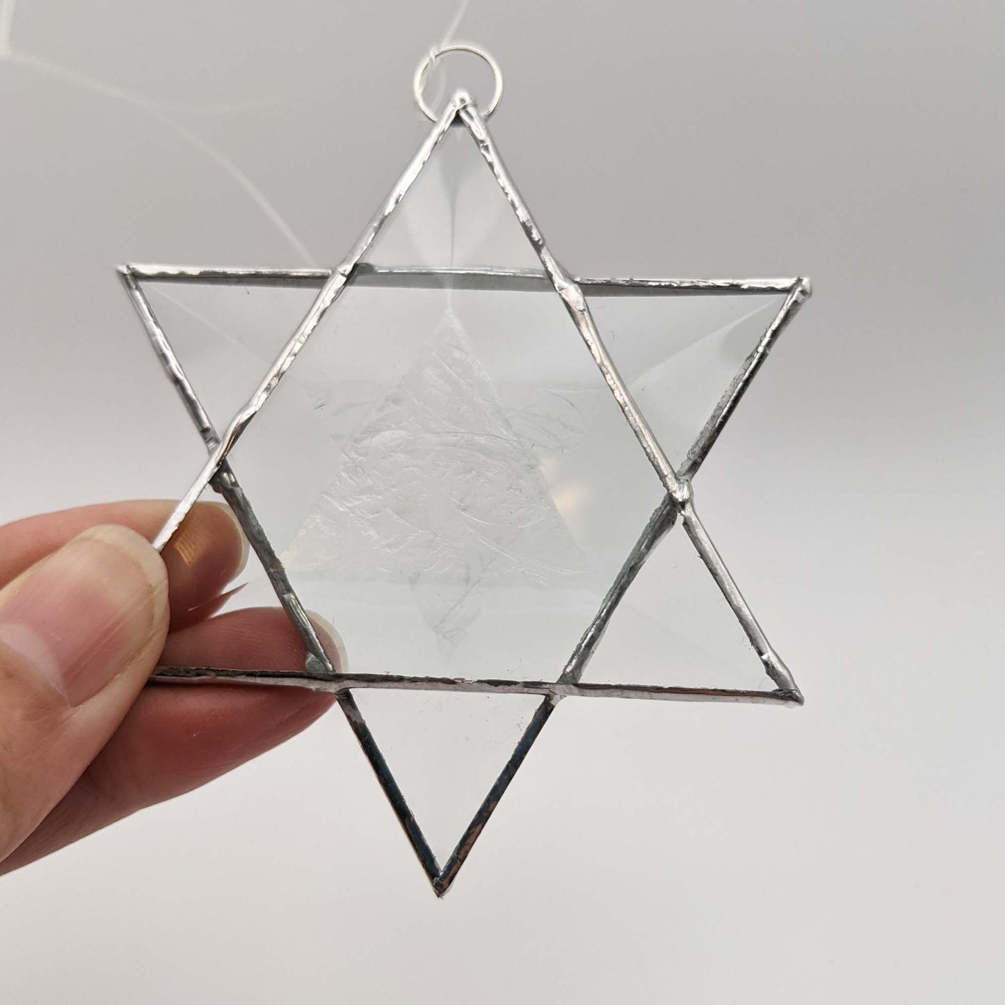 Stained Glass Star of David, Frosted beveled glass